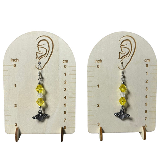 Golden Bee Blossom Earrings | Handmade Crystal Bee Dangle Earrings