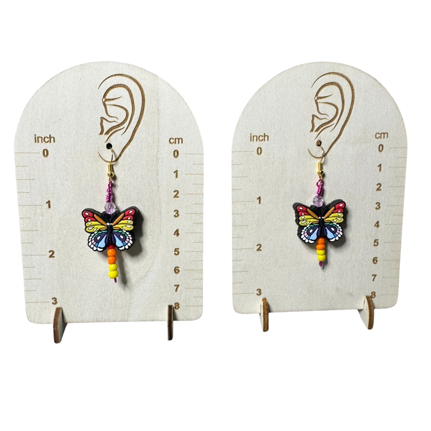 Rainbow Flutter Butterfly Earrings | Handmade Dangle Earrings