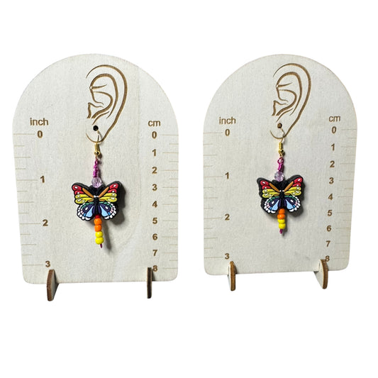 Rainbow Flutter Butterfly Earrings | Handmade Dangle Earrings