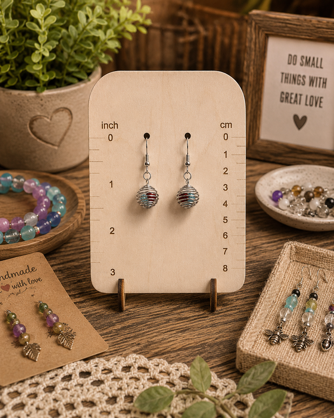 Carolina Orbit Handmade Earrings | Colorful Spiral Cage Earrings