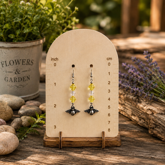 Golden Bee Blossom Earrings | Handmade Crystal Bee Dangle Earrings