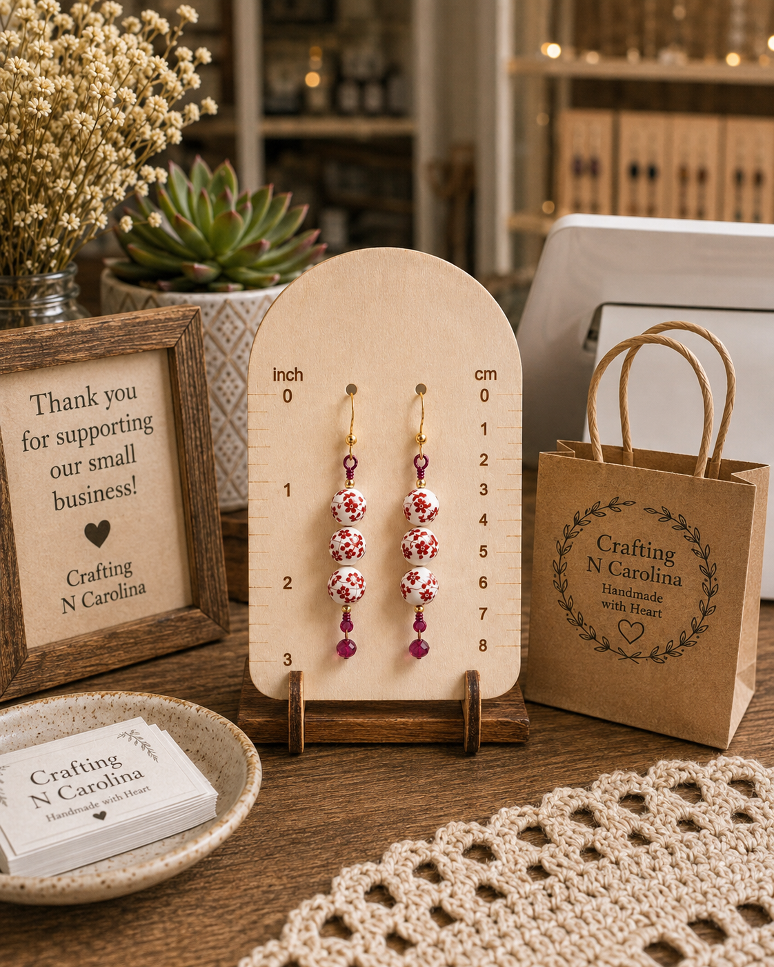 Cherry Blossom Bead Earrings | Handmade Dangle Earrings