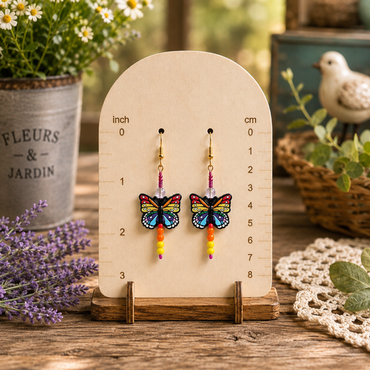 Rainbow Flutter Butterfly Earrings | Handmade Dangle Earrings