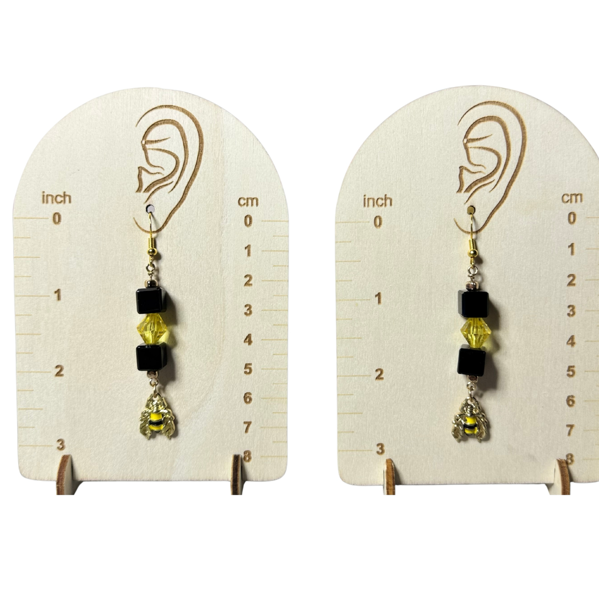 Honeybee Glow Handmade Earrings | Black & Yellow Bee Earrings
